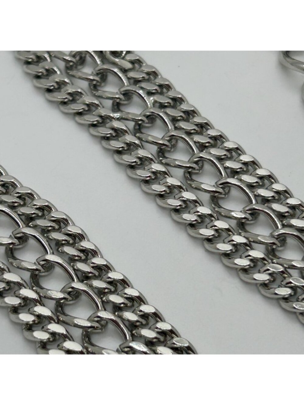 Chunky Statement Necklace or Belt Multi Strand Curb Chain Silver-tone Punk - Picture 10 of 12